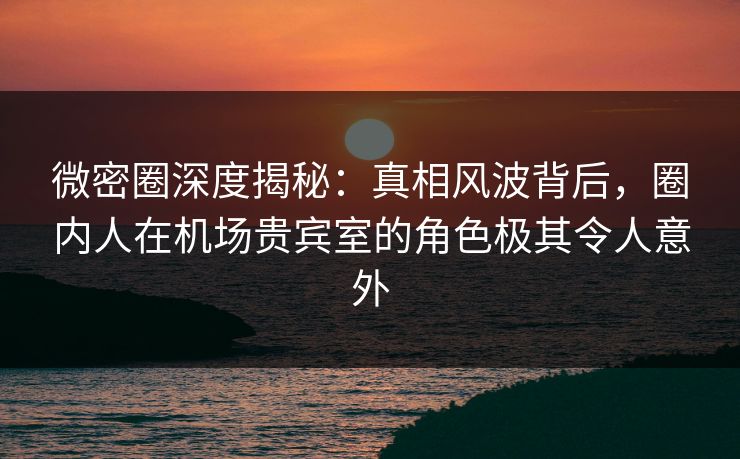 微密圈深度揭秘：真相风波背后，圈内人在机场贵宾室的角色极其令人意外