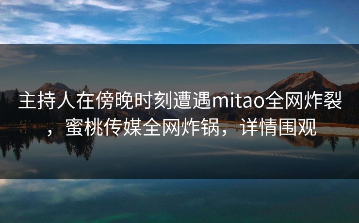 主持人在傍晚时刻遭遇mitao全网炸裂，蜜桃传媒全网炸锅，详情围观
