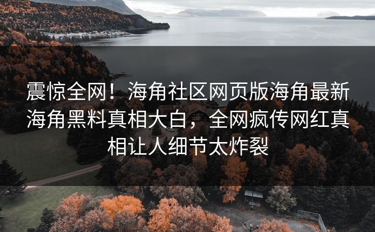 震惊全网！海角社区网页版海角最新海角黑料真相大白，全网疯传网红真相让人细节太炸裂
