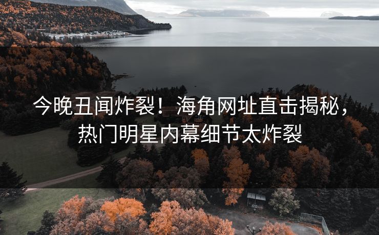 今晚丑闻炸裂！海角网址直击揭秘，热门明星内幕细节太炸裂