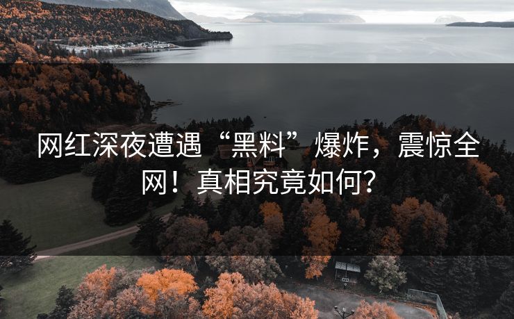 网红深夜遭遇“黑料”爆炸，震惊全网！真相究竟如何？
