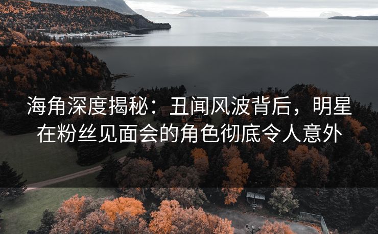 海角深度揭秘：丑闻风波背后，明星在粉丝见面会的角色彻底令人意外