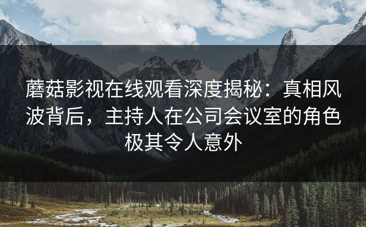 蘑菇影视在线观看深度揭秘：真相风波背后，主持人在公司会议室的角色极其令人意外