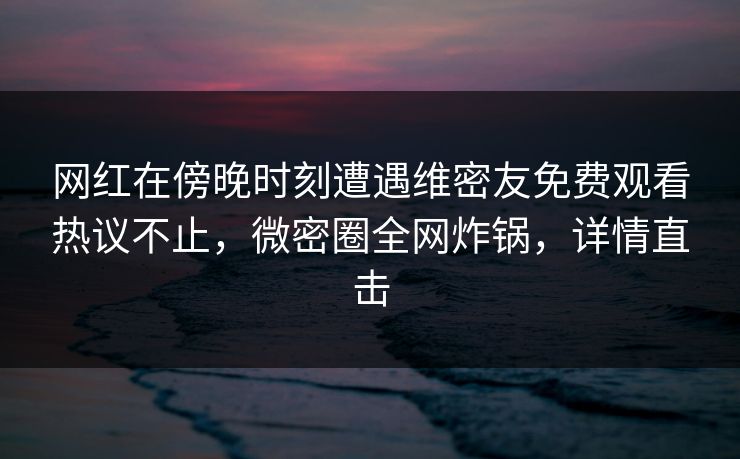网红在傍晚时刻遭遇维密友免费观看热议不止，微密圈全网炸锅，详情直击