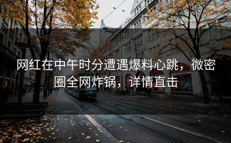 网红在中午时分遭遇爆料心跳,微密圈全网炸锅,详情直击 网红在中午时分遭遇爆料心跳,微密圈全网炸锅,详情直击